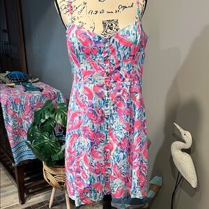 Lilly Pulitzer Cosmic Coral Cracked Up Easton Dress Size 14